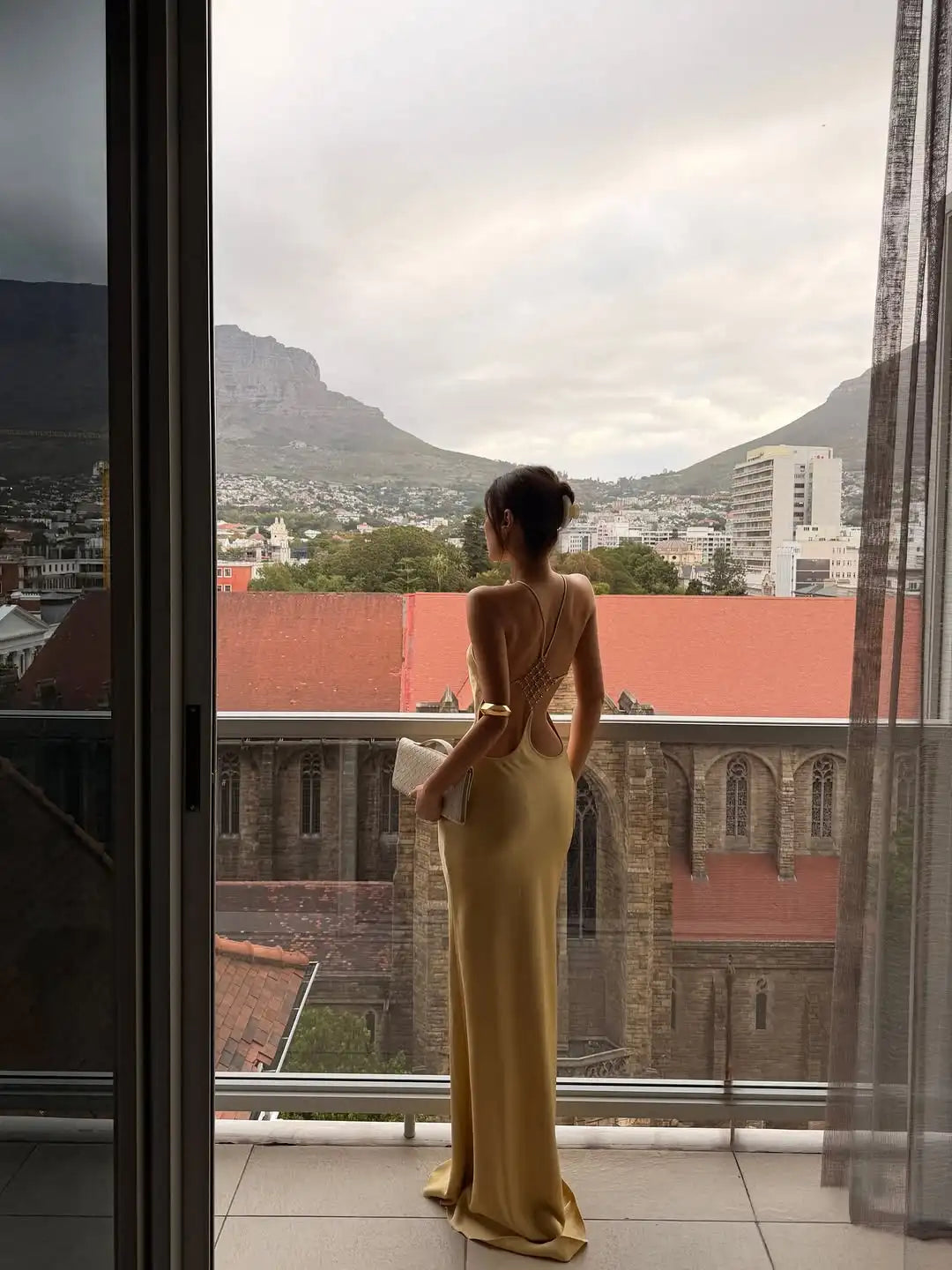 Vacation Women's Casual Dresses Sexy Socialite Style Long Dress Rhinestone Decor Slim Solid Backless Women's Gowns