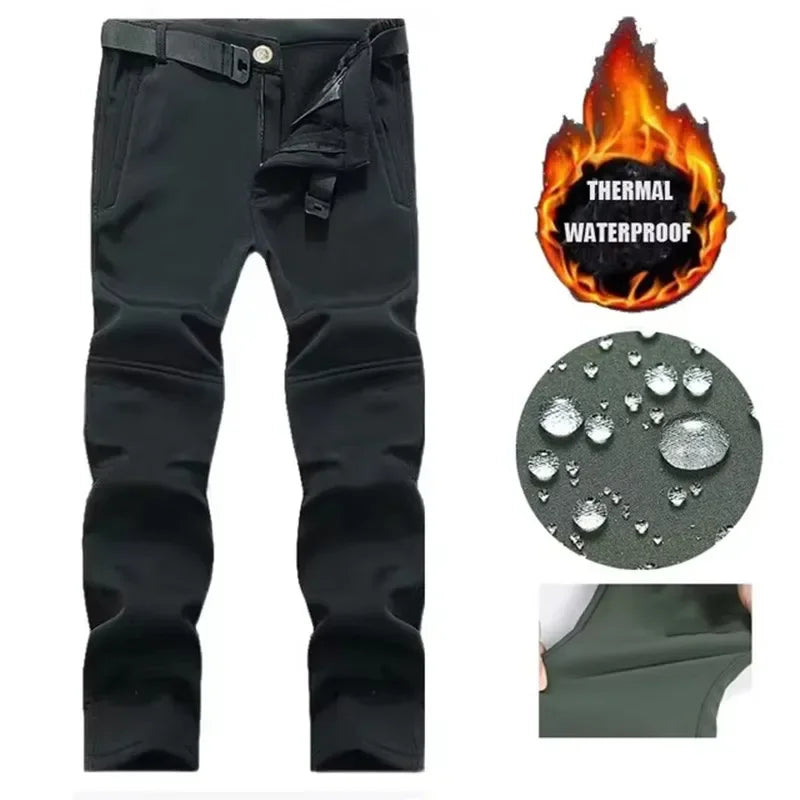 Men's Autumn Winter Softshell Elastic Camping Hiking Trekking Fishing Hunting Pants Outdoor Cycling Tactical Cargo Trousers