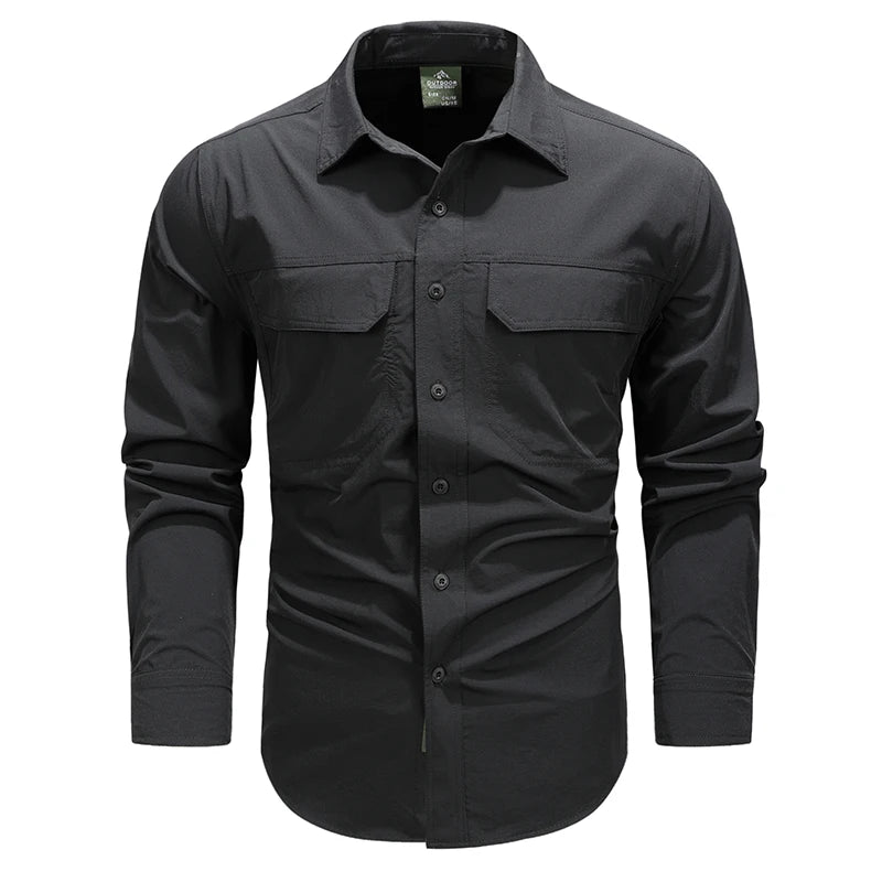 Spring Autumn Men Shirts Tactical Work Long Sleeved Shirt Men Outdoor Casual Breathable Quick Dry Camping Hiking Cargo Shirts