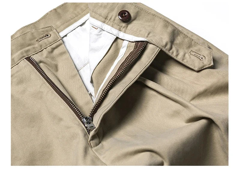Non Stock Pleated Slacks Summer Spring Relaxed Straight Casual Pants Men Khakis