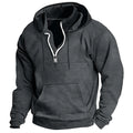 2026 Fashion Autumn/Winter New Hoodie Men's Casual Loose Stand Collar Solid Color Sports Hoodie Men's Half Zipper Street Wear