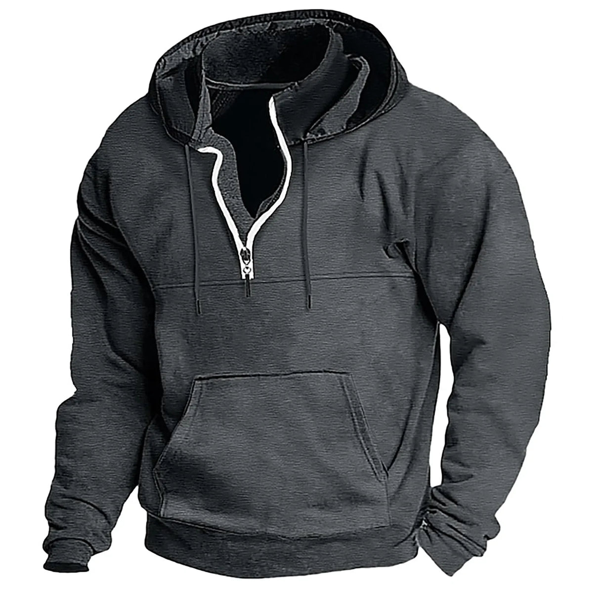2026 Fashion Autumn/Winter New Hoodie Men's Casual Loose Stand Collar Solid Color Sports Hoodie Men's Half Zipper Street Wear