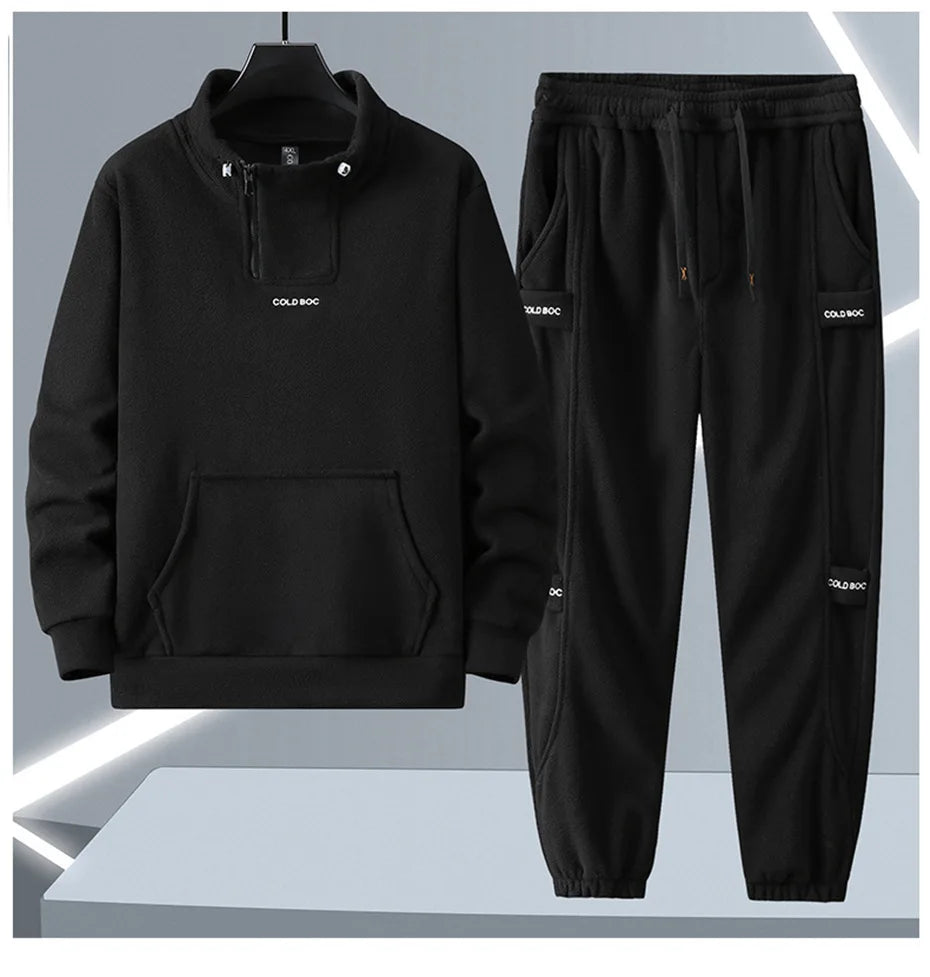 Polar Fleece Tracksuit Men 12XL Plus Size Men's Sets Sweatshirt Sweatpants Autumn Winter Casual Suits Male Big Size 10XL 12XL
