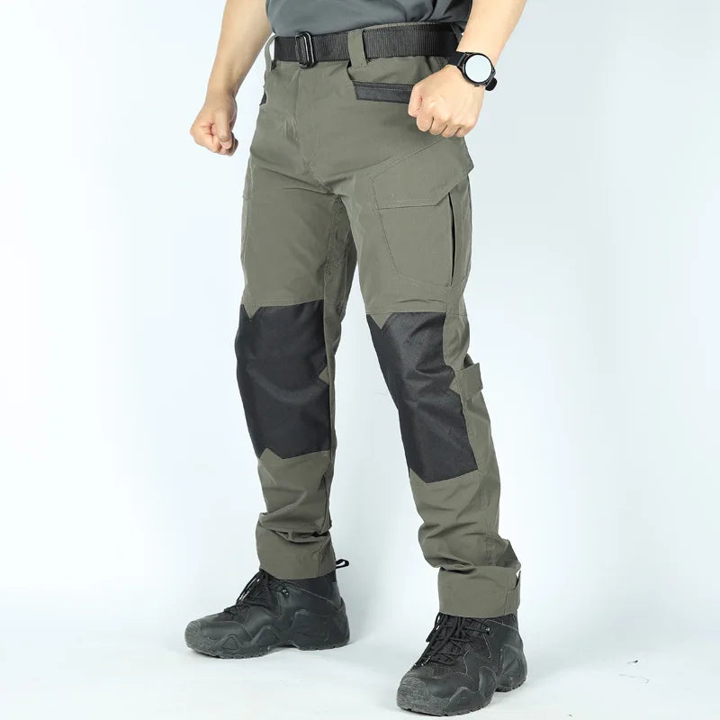 Men's Loose Training Pants Outdoor Waterproof Slim Stretch Tactical Pants with Pockets Multi-functional Quick-drying Cargo Pants