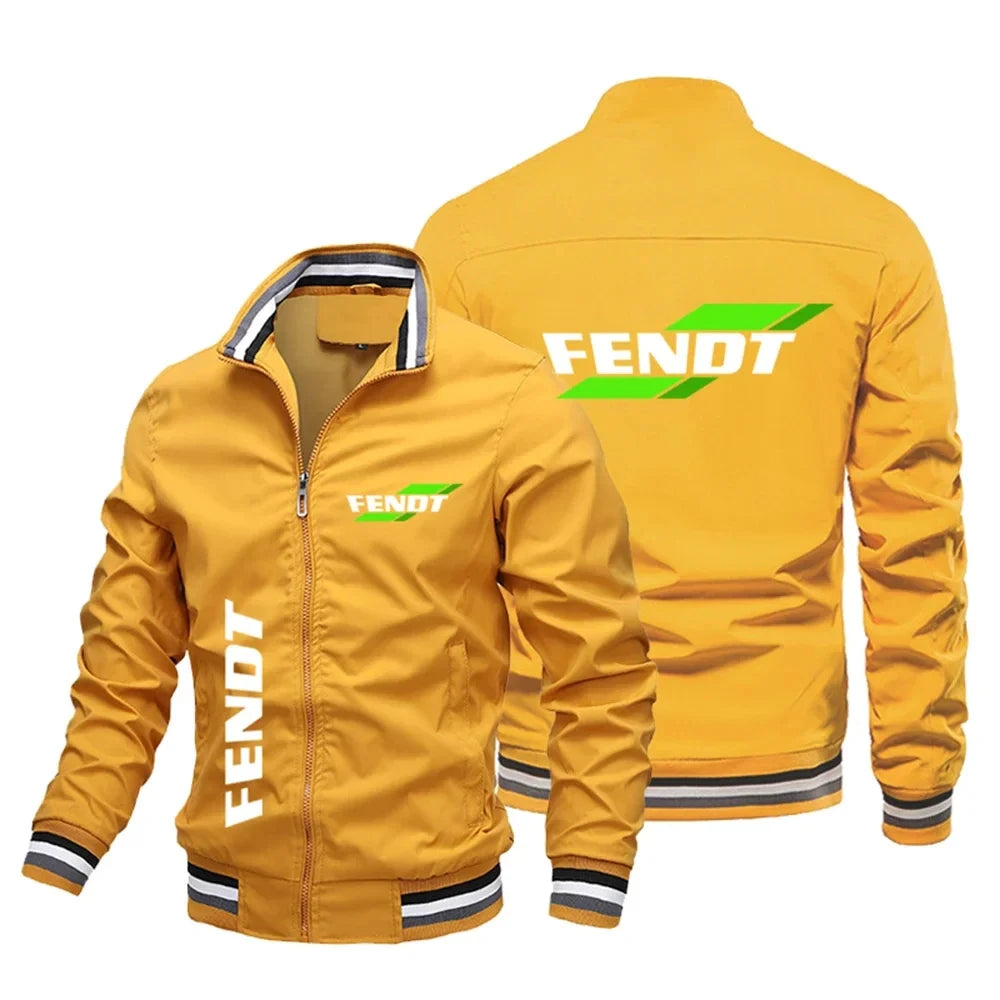 New Fashion FENDT Standing Collar Men's Jacket Brand Outdoor Leisure Windproof Motorcycle Zipper Sports Coat