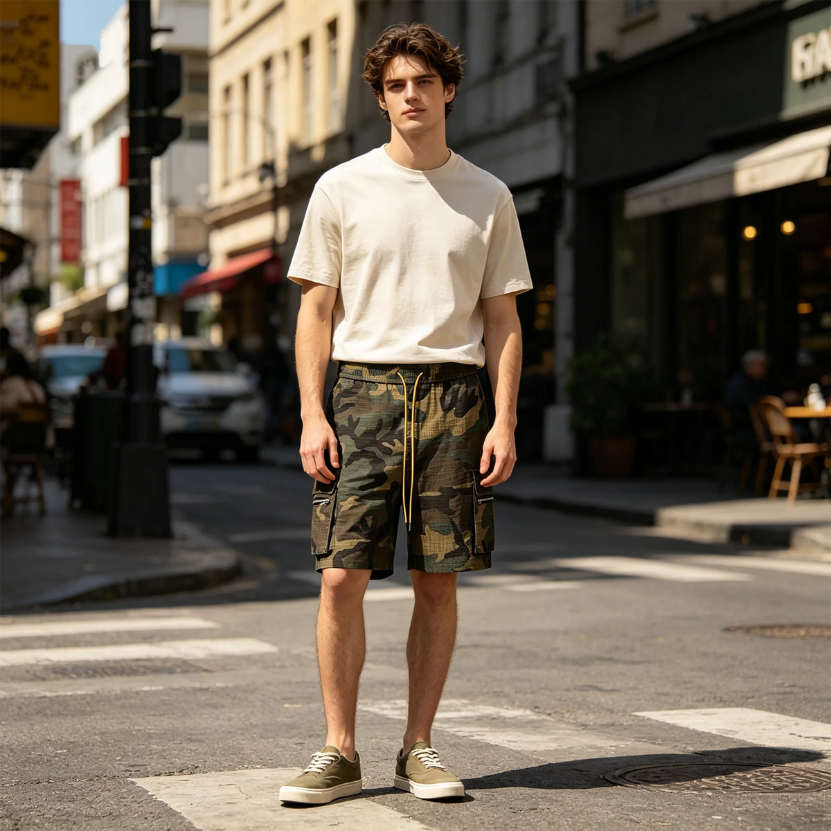 Original Men's Camouflage Cargo Jeans Shorts 2025 Summer New Distressed Tassel Camo Denim Shorts Streetwear Y2k Vintage Clothes