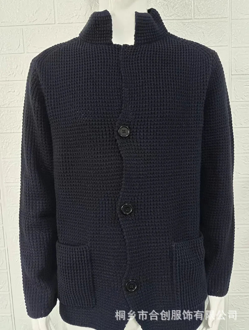 Men's Sweater Slim Fit Stand Collar Knit Cardigan Jackets Spring Autumn Large Size Men Fashion Solid Color Outerwear & Coats