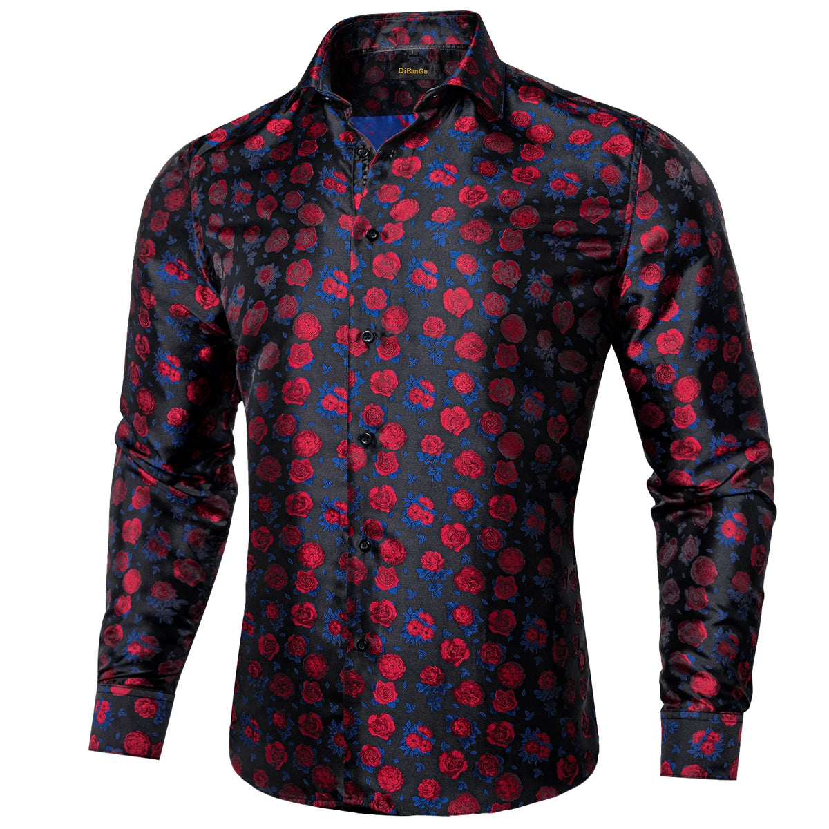 Brand New Men's Royal Blue Business Shirts Luxury Fashion Paisley Long Sleeve Turn-Down Collar Social Shirt Male Casual Blouse
