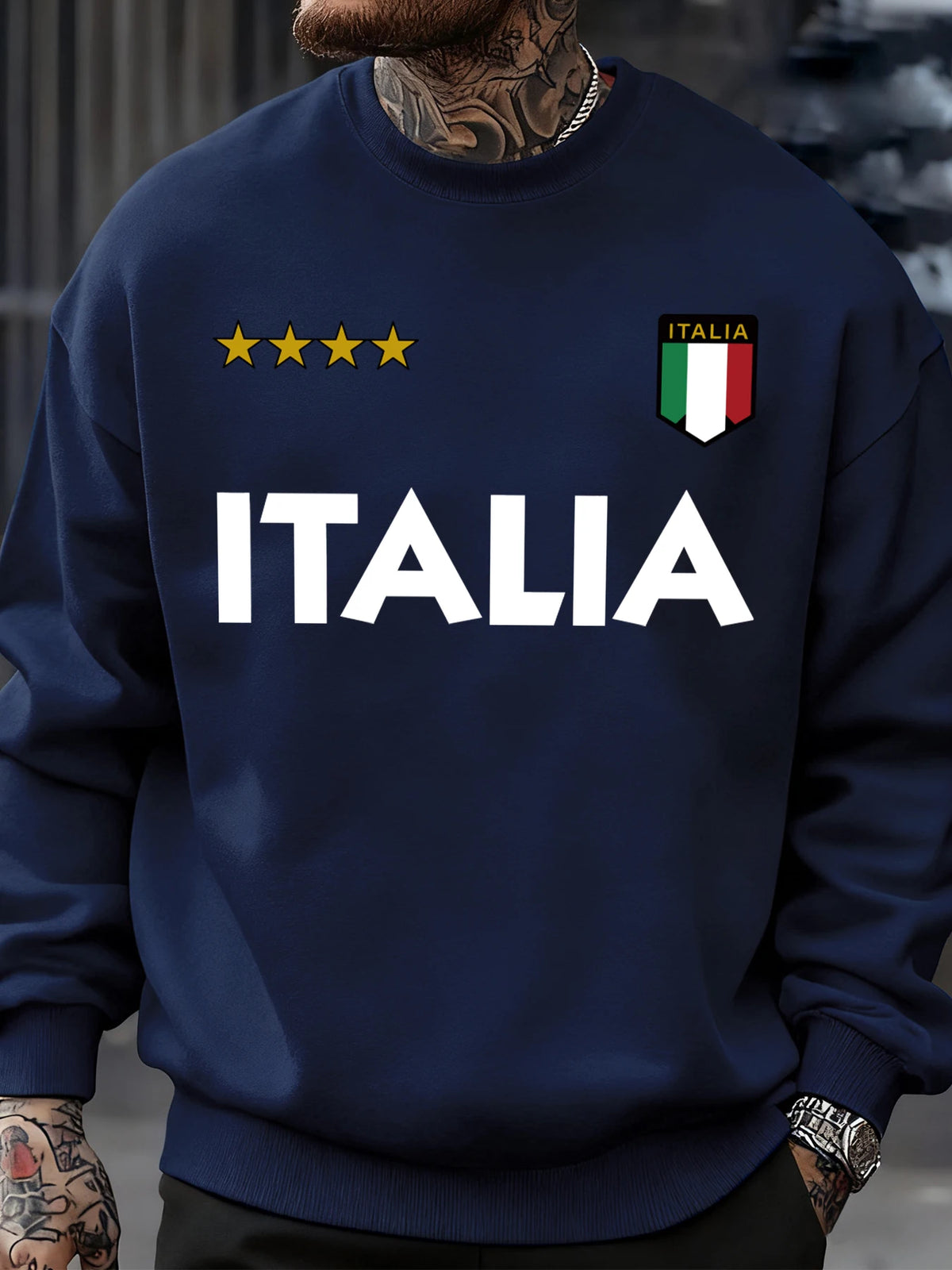 Italia Italian Flag Design Sweatshirt Men Autumn Oversize Sportswear Pullovers Street Fashion Clothing Casual Vintage Tops