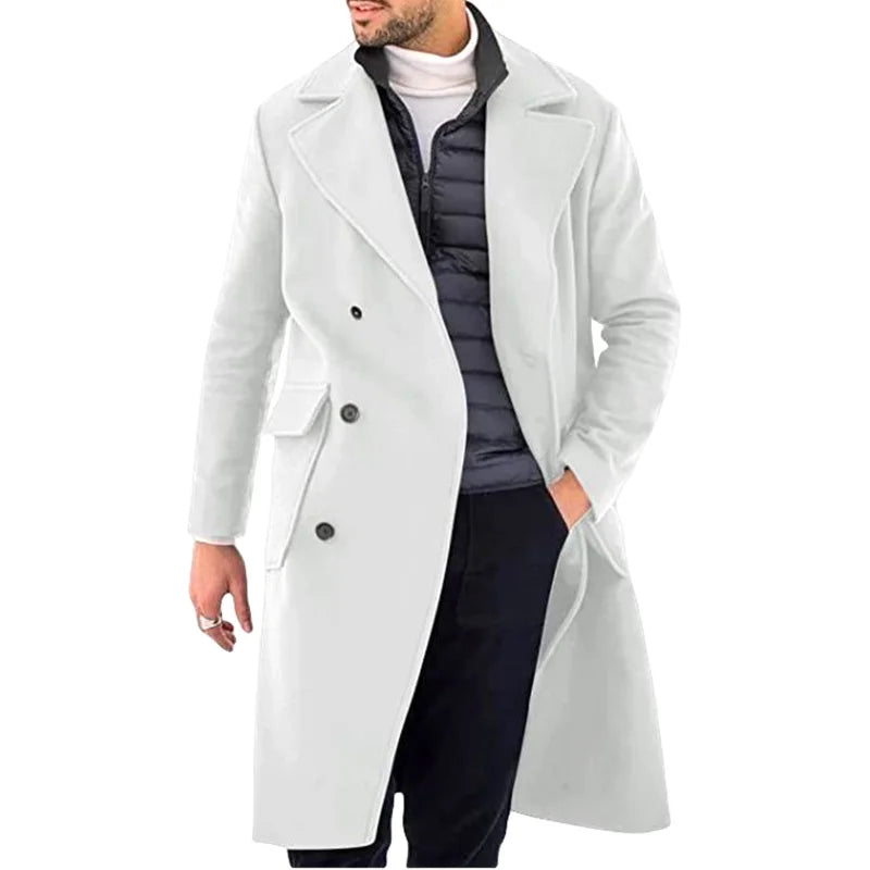 Streetwear Jackets Man Windbreaker Mid-length Men's Jackets Lapel Men's Clothing For Winter Male Coat