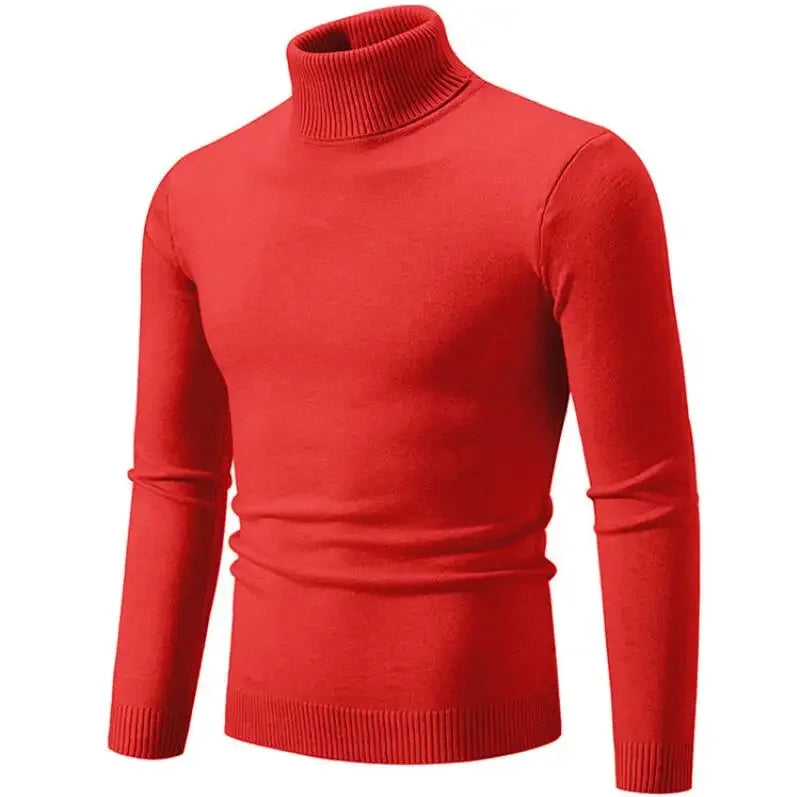 2024 Men's High Neck Sweater Solid Color Pullover Autumn And Winter Turtleneck Warm Bottoming Shirt Casual Woolen Sweater 5XL-M