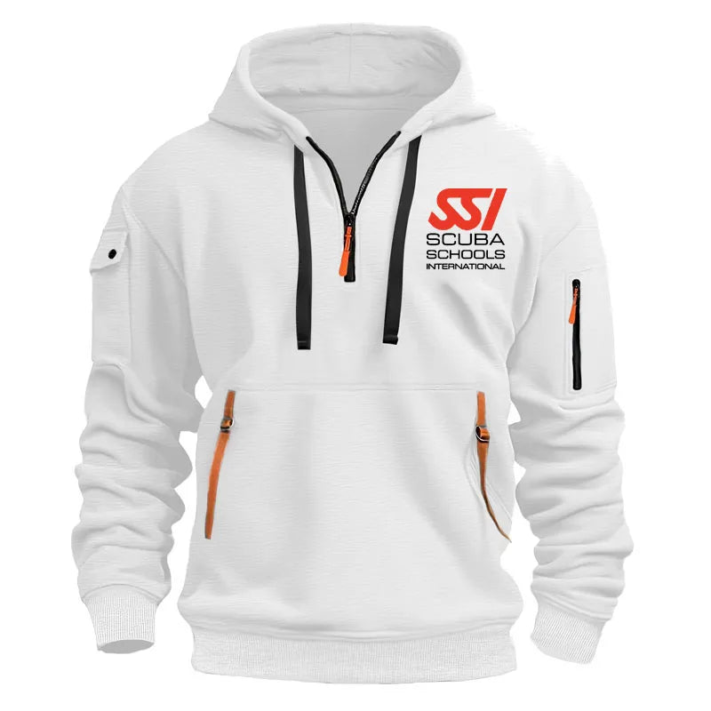 Spring Autumn Men's Scuba Diving Dive SSI Printing Multi Pocket Zipper Hoodie High Street Popular Harajuku Casual Sweatshirt