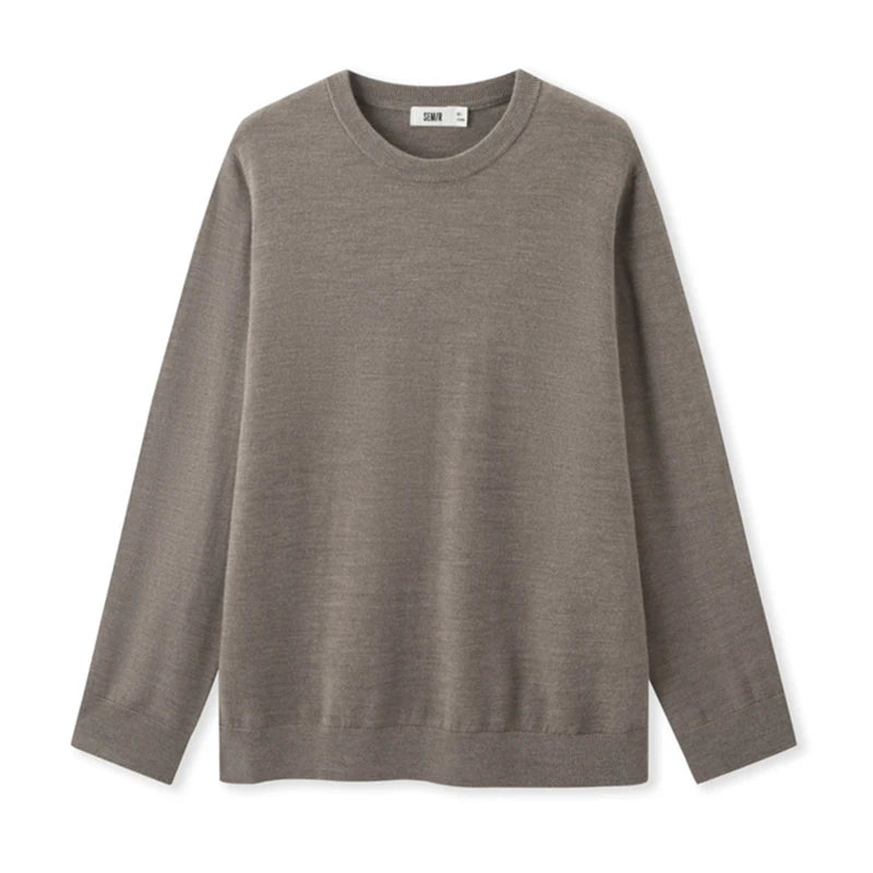 Semir Sweater Men 2024 Winter New Machine-Washable Base Wool Sweater Solid Color Inner Wear Simple Versatile Pullover