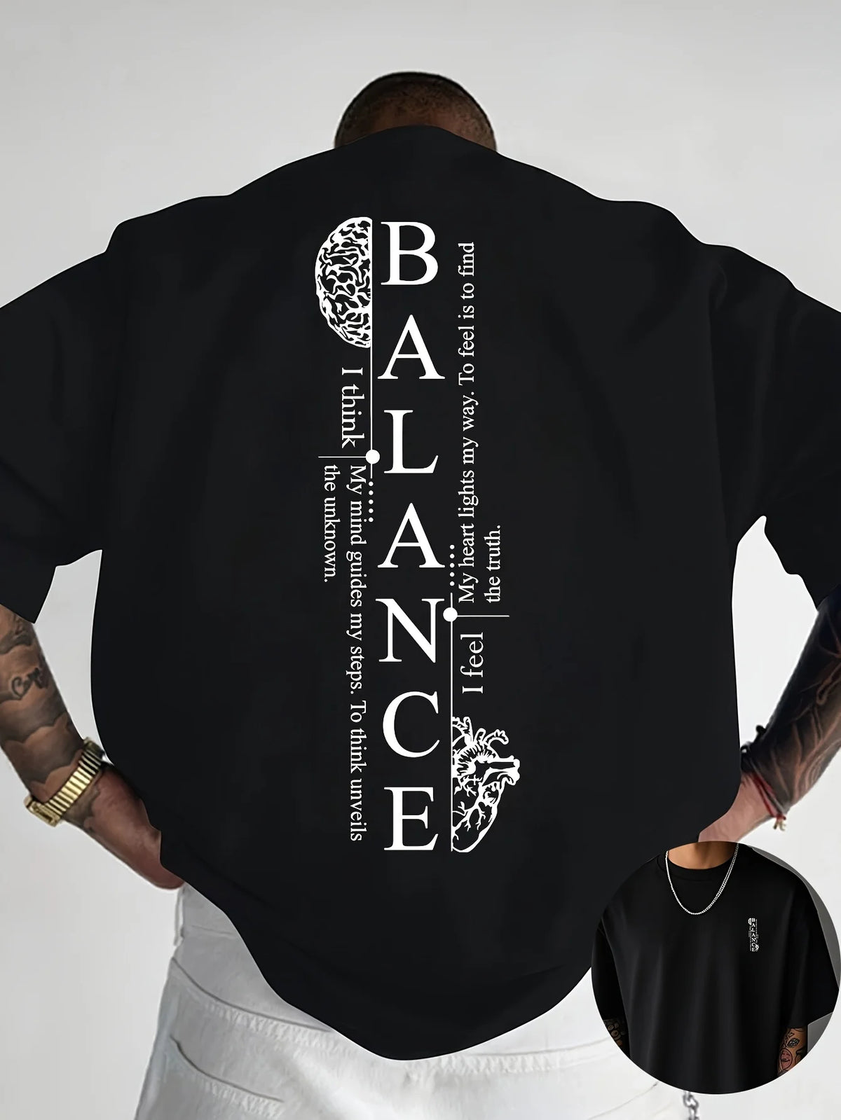 Vertical Red Balance Typography Print on Premium Soft 100% Cotton Mens T shirt Perfect for Summer Streetwear and Casual Vibe