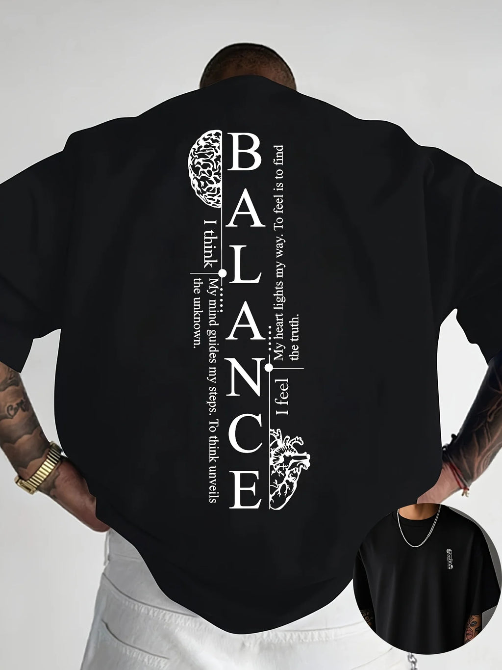 Vertical Red Balance Typography Print on Premium Soft 100% Cotton Mens T shirt Perfect for Summer Streetwear and Casual Vibe