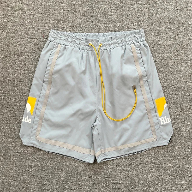 American Style Trendy Rhude Casual Shorts Loose Breathable Multi-color Mesh Beach Sports Shorts
