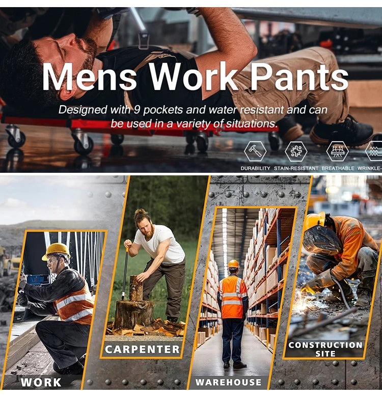 Men's Loose Training Pants Outdoor Waterproof Slim Stretch Tactical Pants with Pockets Multi-functional Quick-drying Cargo Pants