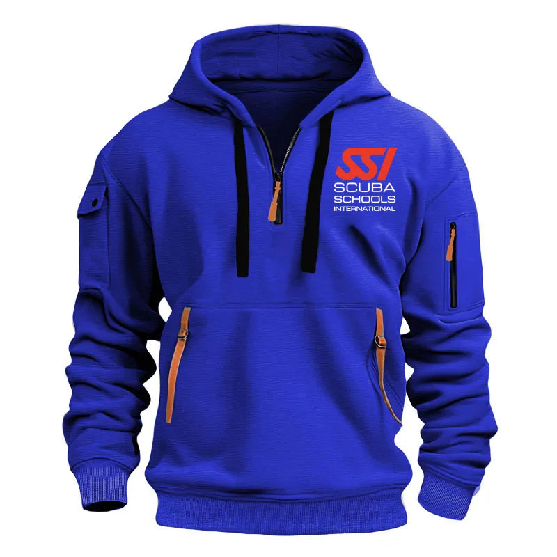Spring Autumn Men's Scuba Diving Dive SSI Printing Multi Pocket Zipper Hoodie High Street Popular Harajuku Casual Sweatshirt