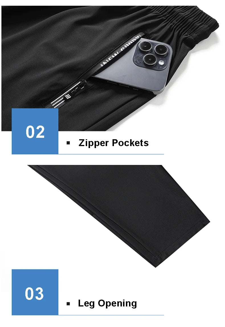 Summer Quick Dry Gym Fitness Men's Pants Breathable Running Jogging Sweatpants Trousers for Men Sports Pants Man Black Gray 3XL