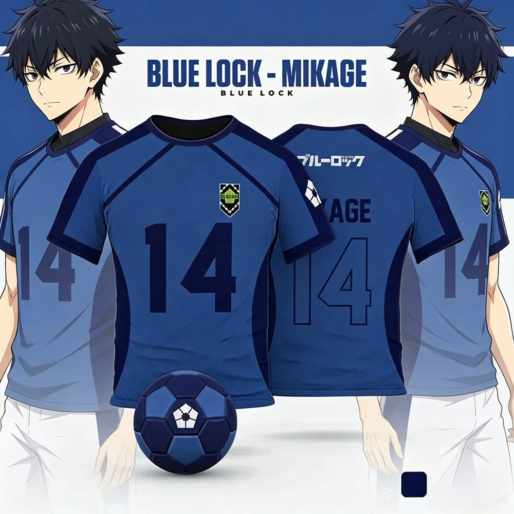 Anime Blue Lock Jersey 3D Print Nagi Soccer T-Shirts Men Women Short Sleeve Sports Tee Y2k Top Cosplay Blue Lock Football Top