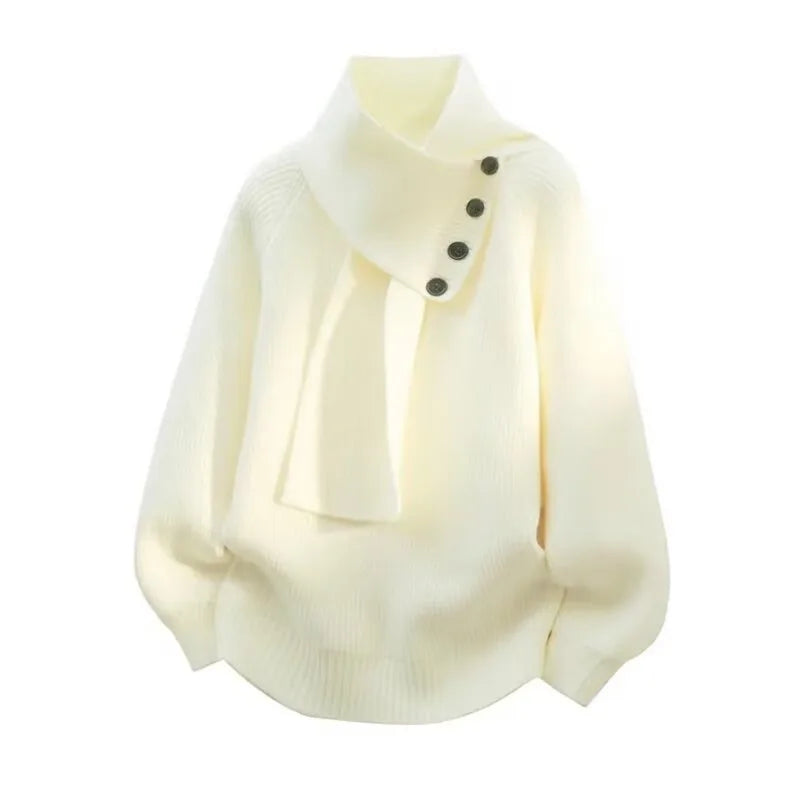 Autumn and winter ins lazy style thick scarf sweater men's Korean version trendy loose solid color base knit sweater