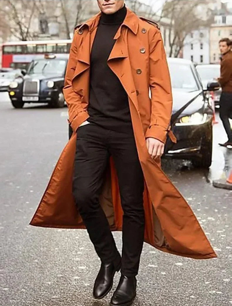2026 Spring Autumn Men's Overcoat Vintage Long Trench Coat Men New Jacket Coats Men Business Casual Long Solid Windbreak Outwear