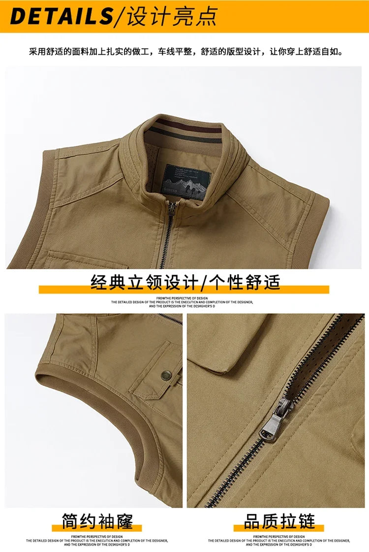 Winter Motorcyclist Mountaineering Men's Sleeveless Casual Coat Male Work Cargo Vest Men Photography Clothing Tactical Jackets