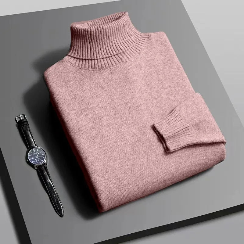 Animal Game Mens Knitwear Winter Turtleneck Sweater Slim Fit Long Sleeve Pullover Solid Trend Men Outdoor Coats Cold Blouse Man
