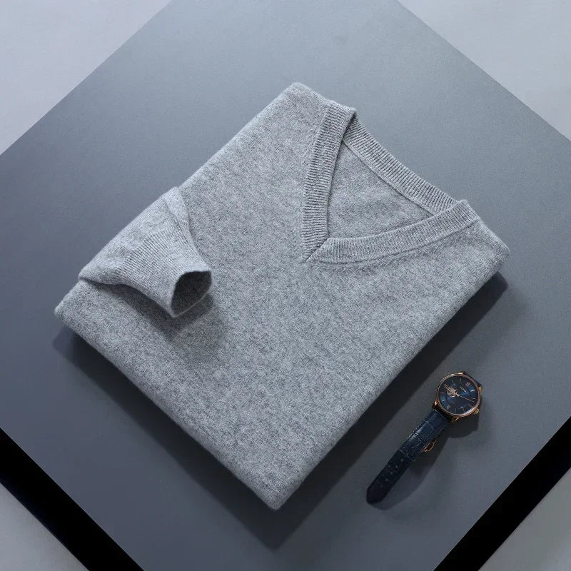 Men Cashmere Sweater Autumn Winter Soft Warm Jersey Jumper  Pull Homme Hiver Pullover V-Neck Knitted Sweaters
