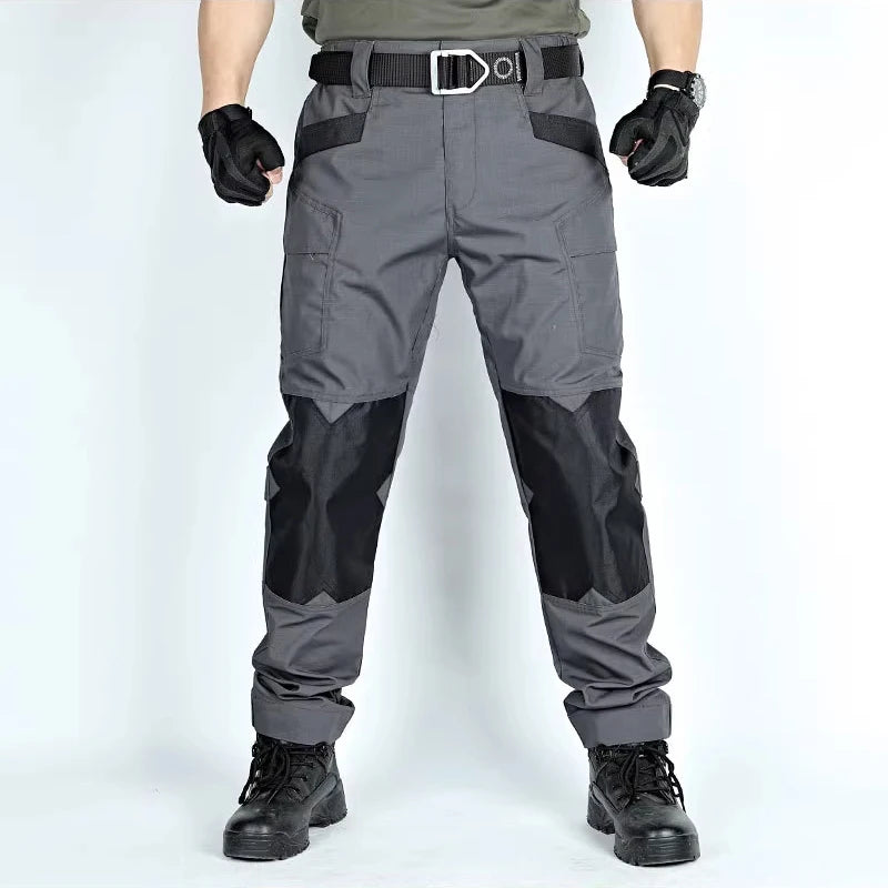 Men's Loose Training Pants Outdoor Waterproof Slim Stretch Tactical Pants with Pockets Multi-functional Quick-drying Cargo Pants
