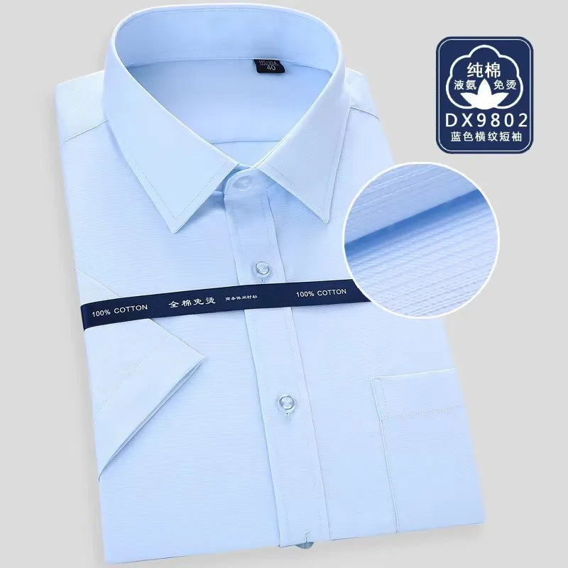 Office Men Shirt 100% Cotton Oversized Button Up Shirt  Anti-wrinkle Longsleeve Shirt for Men White Business Slim Fit Shirt Men