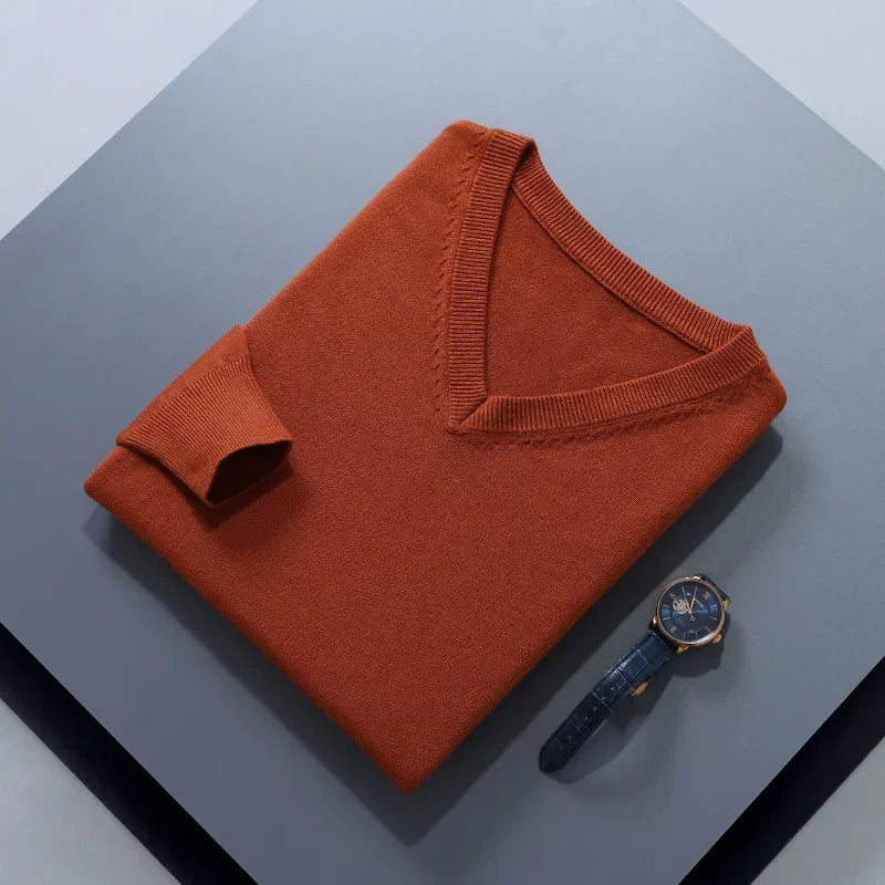 Men Cashmere Sweater Autumn Winter Soft Warm Jersey Jumper  Pull Homme Hiver Pullover V-Neck Knitted Sweaters