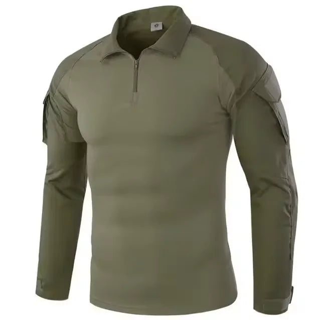 Men'sOutdoor Tactical Hiking T-Shirt, Combat Military CP Camouflage Long-Sleeved Hunting Mountaineering Shirt, Cotton Sportswear