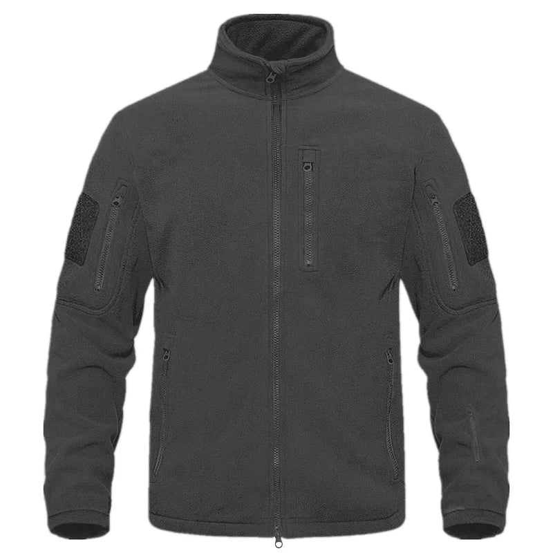 Men's Winter Autumn Polar Fleece Standed Collar Tactical Military Cargo Jackets Trekking Hiking Camping Climbing Sportswear Coat