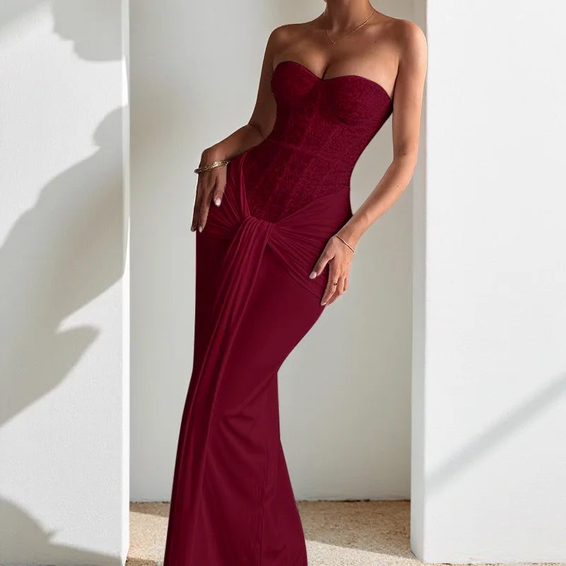 Women's Dress Fashion Backless Solid Slim Long Elegant Evening Dress Summer Ribbon Sequin Nightclub Sexy Cocktail Party Dresses
