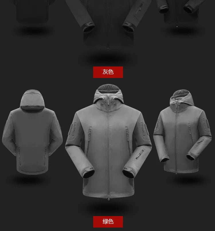 Shark Skin Soft Shell Autumn and Winter Plush Thickened Mountaineering Tactics Training Breathable Windproof Charge Suit