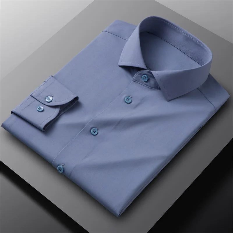 8XL Mens Shirts Long Sleeve Big Sizes Anti-wrinkle Business Men Shirt Long Sleeves Dress Shirts For Men Slim Fit Camisa Social