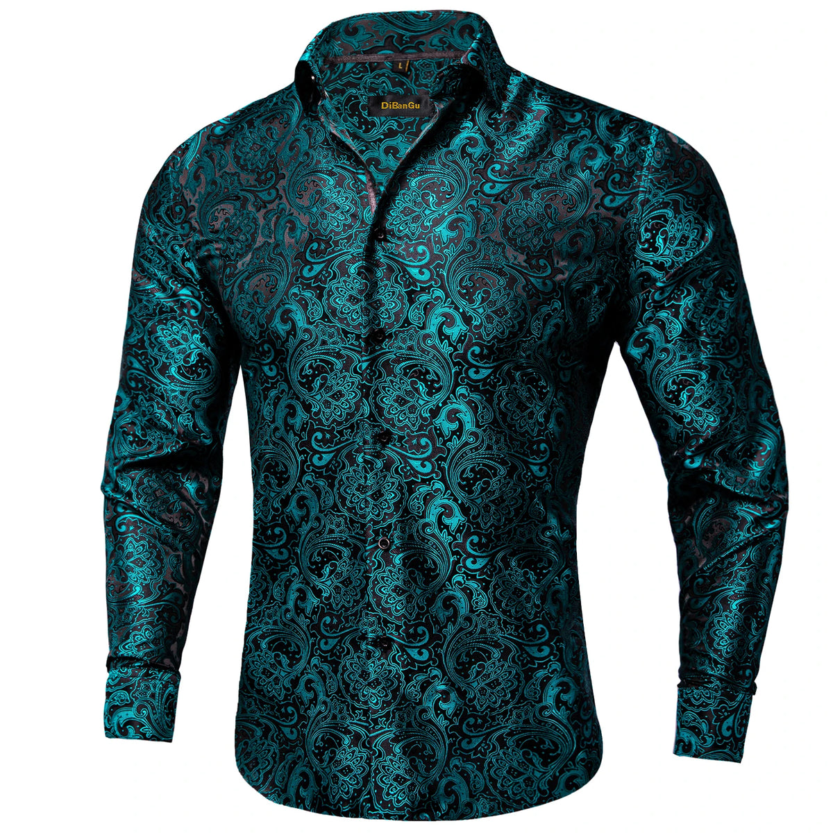 Brand New Men's Royal Blue Business Shirts Luxury Fashion Paisley Long Sleeve Turn-Down Collar Social Shirt Male Casual Blouse