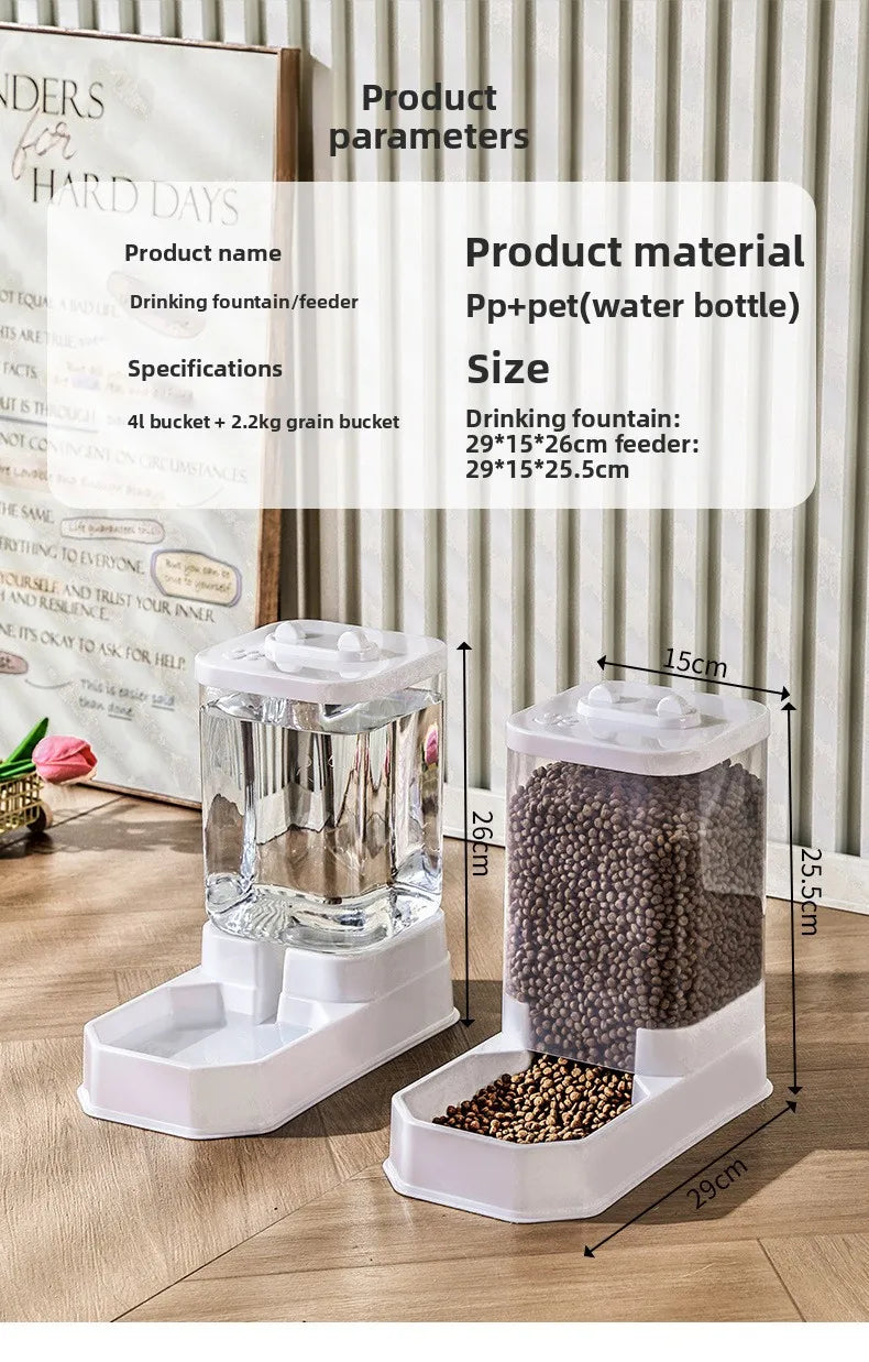 2 in 1 Gravity Pet Feeder Water Dispenser 2.2KG 4L Large Capacity Automatic Refill Bowl For Cats Small Dogs