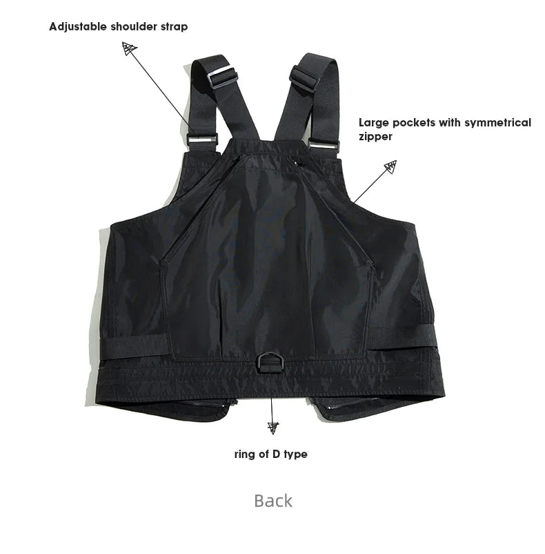 Maden Men Multi-pocket Tactical Vest Jacket & Bag Japan Retro Multi-function Photography Waistcoat Wide Shoulder Strap Solid Bag
