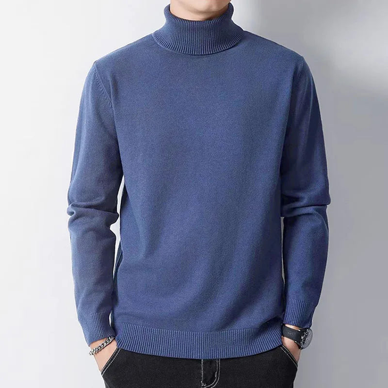 Autumn Winter Thermal Warm Breathable Sweater Men's New Long Sleeve Knit Pullover Sweater Lightweight Dark Grey Black Sweater