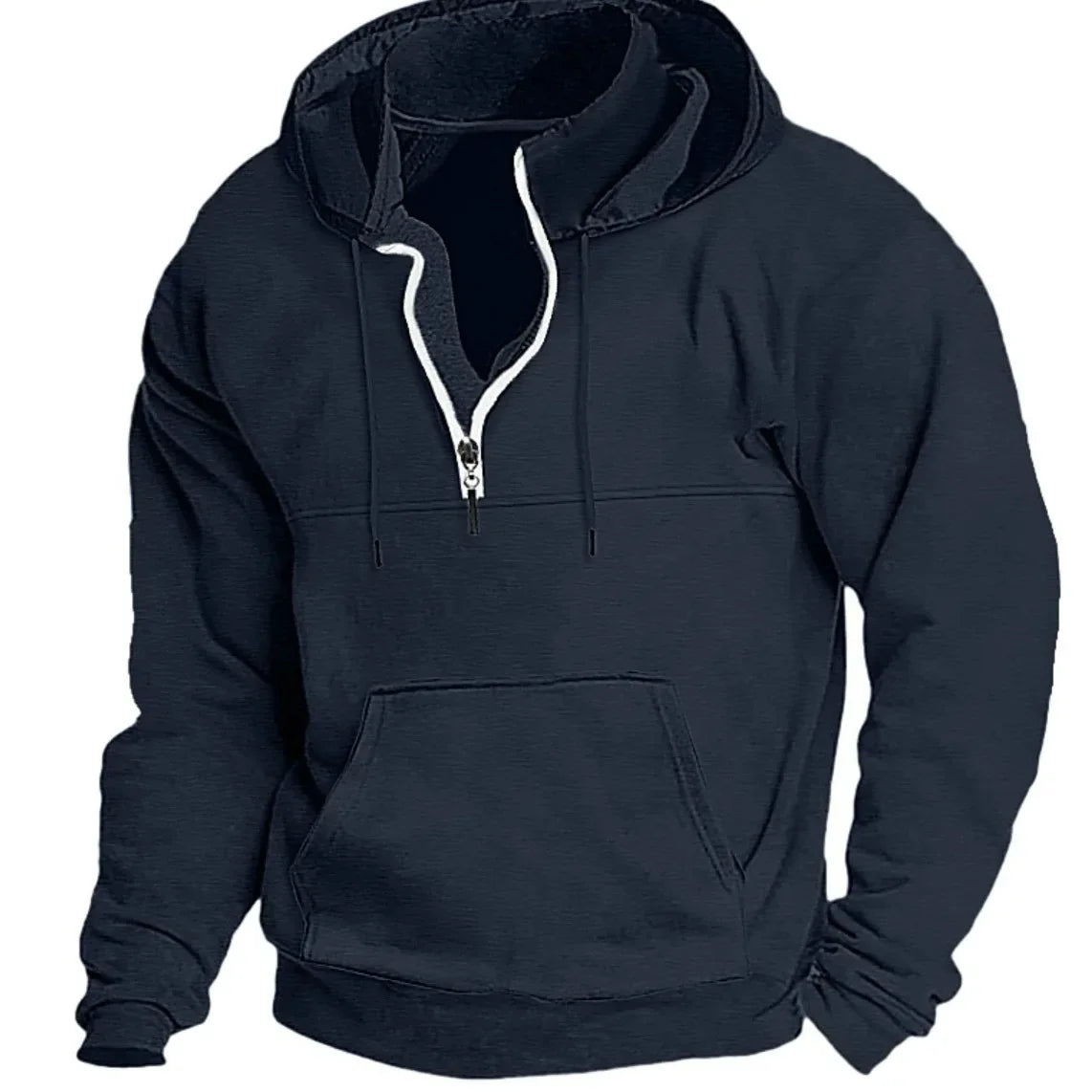 2026 Fashion Autumn/Winter New Hoodie Men's Casual Loose Stand Collar Solid Color Sports Hoodie Men's Half Zipper Street Wear