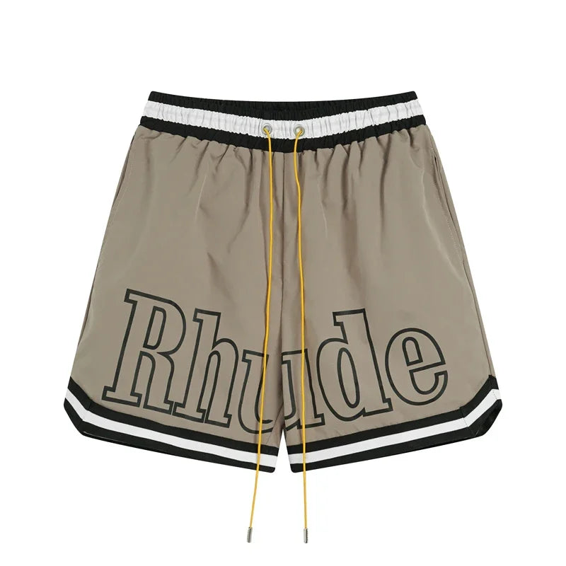 American Style Trendy Rhude Casual Shorts Loose Breathable Multi-color Mesh Beach Sports Shorts