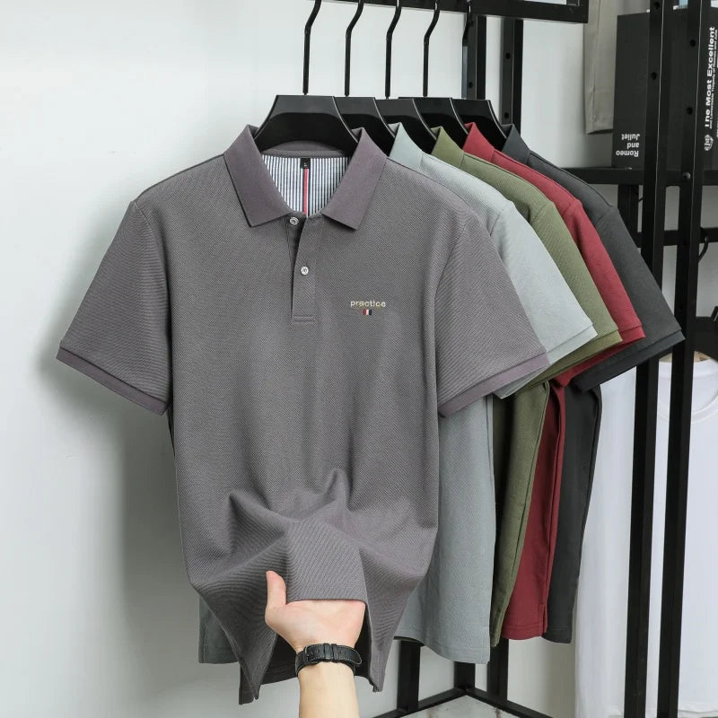 100% Pure Cotton Men's Classic Embroidered Polo Shirt Luxury Breathable Anti-wrinkle Cozy Short Sleeve Business Casual Golf Tee