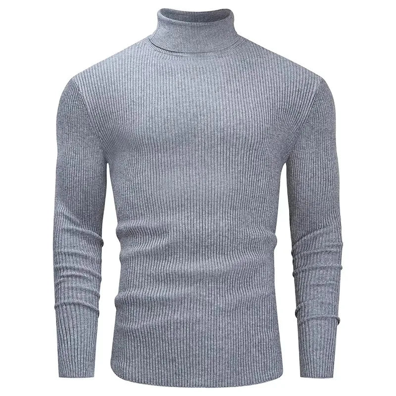 New Men's Slim Fit Turtleneck Sweater Casual Twist Patterned Pullover Knitted Sweaters Autumn Long Sleeve Stripe Streetwear