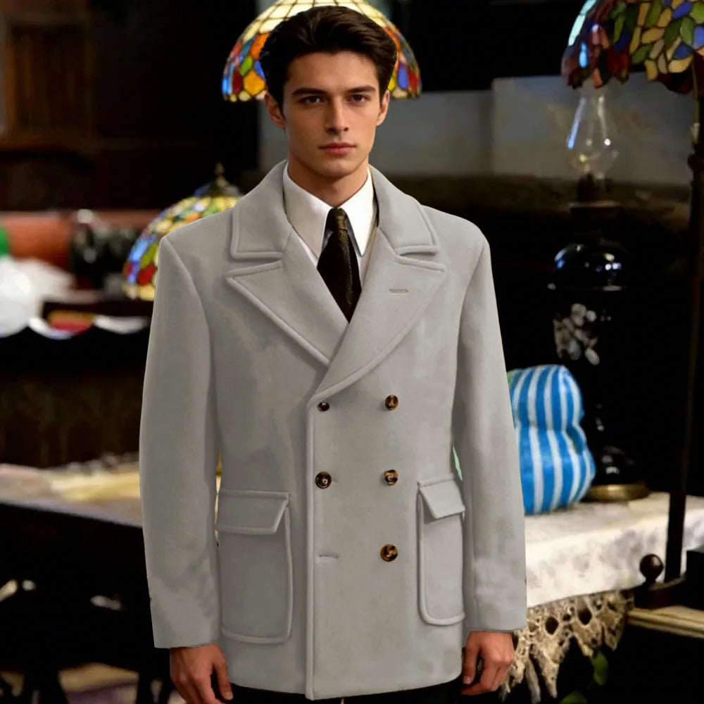 Classic British Style Man Winter Woolen Short Coat Thick Men's woolen suit Jacket Business Leisure Men Blazer For Office Work