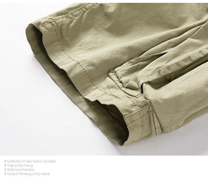 Summer Men Cargo Multi Pocket Shorts Men Casual Solid Elastic Waist Beach Short Spring Men Jogger Pants Shorts Male Dropshipping
