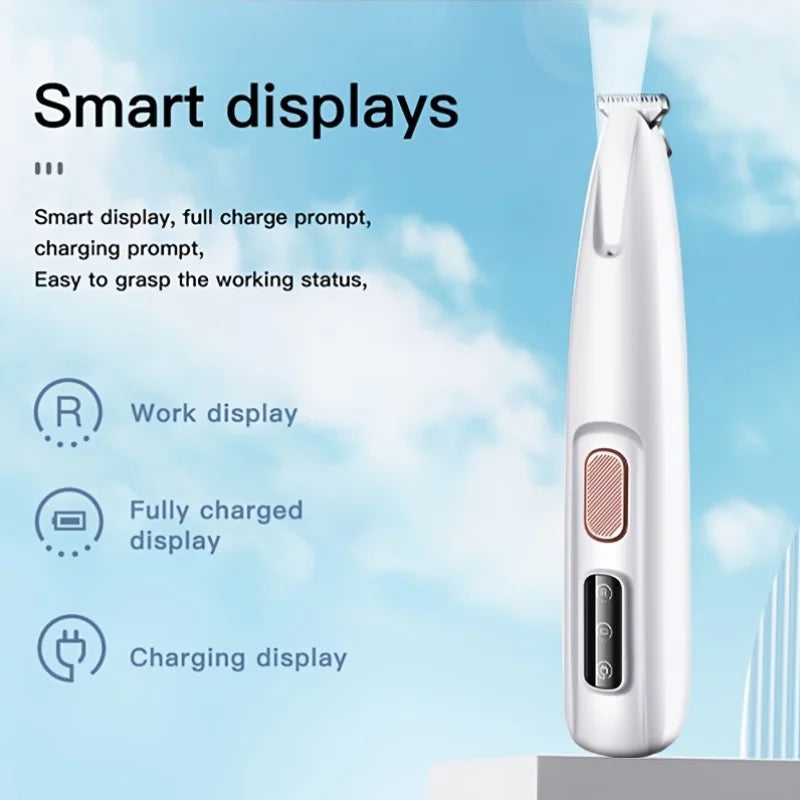 New Dog Paw Trimmer with LED Light Fully Waterproof Pet Hair Trimmer with LED Display Dog Clippers for Grooming 18mm Widen Blade