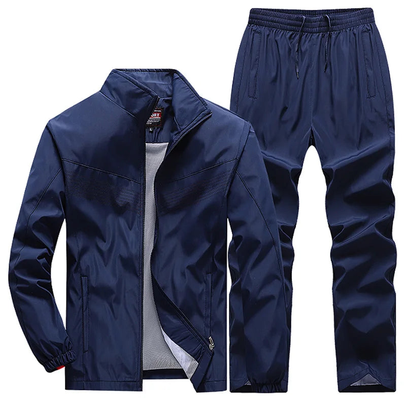 New Men's Patchwork Tracksuit Sweatshirts+Sweatpants Sets Autumn Quality  Man Gym Joggers Pullover Trousers Streetwear 2pcs Set