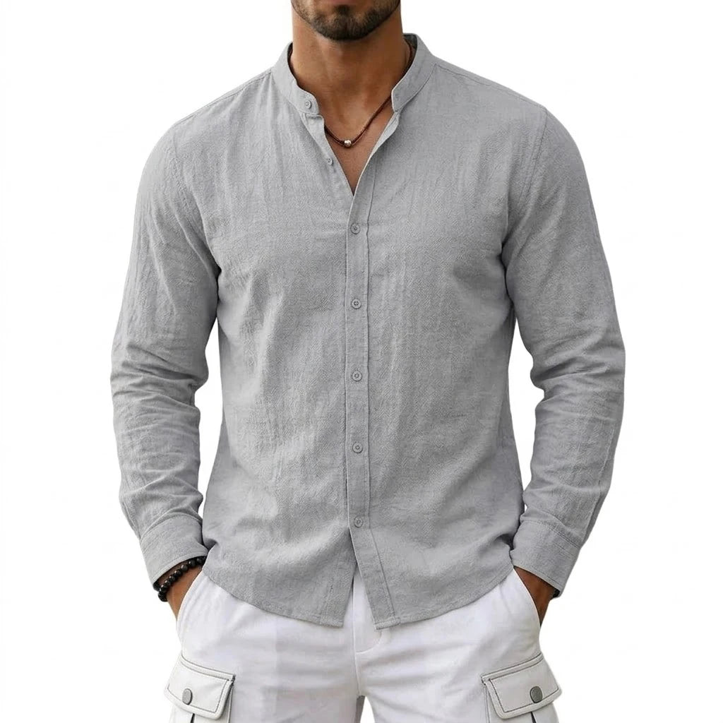New Men's Cotton Linen Shirts for Men Casual Luxury Hawaiian Shirts Lightweight Long Sleeve Henley Beach Shirts T-Shirts for Men